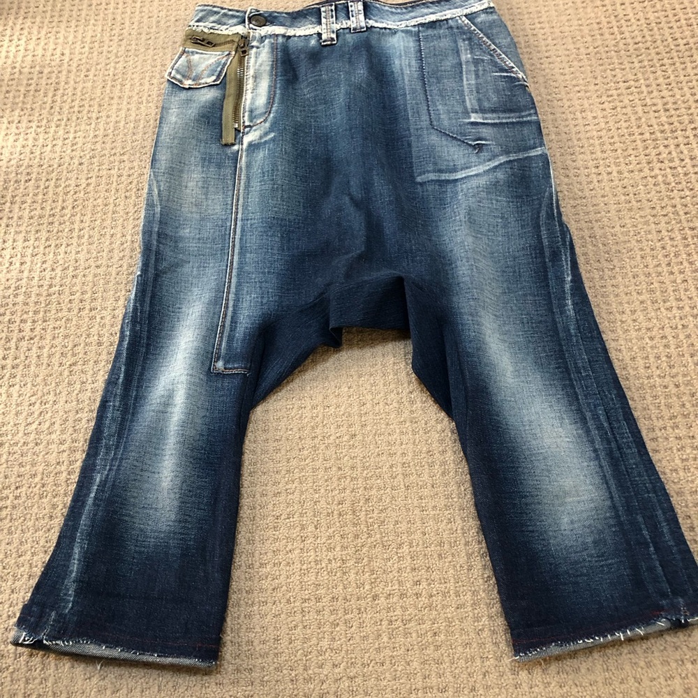 Miss Sixty Blue Relaxed Drop Crotch Jeans with Vintage Wash
